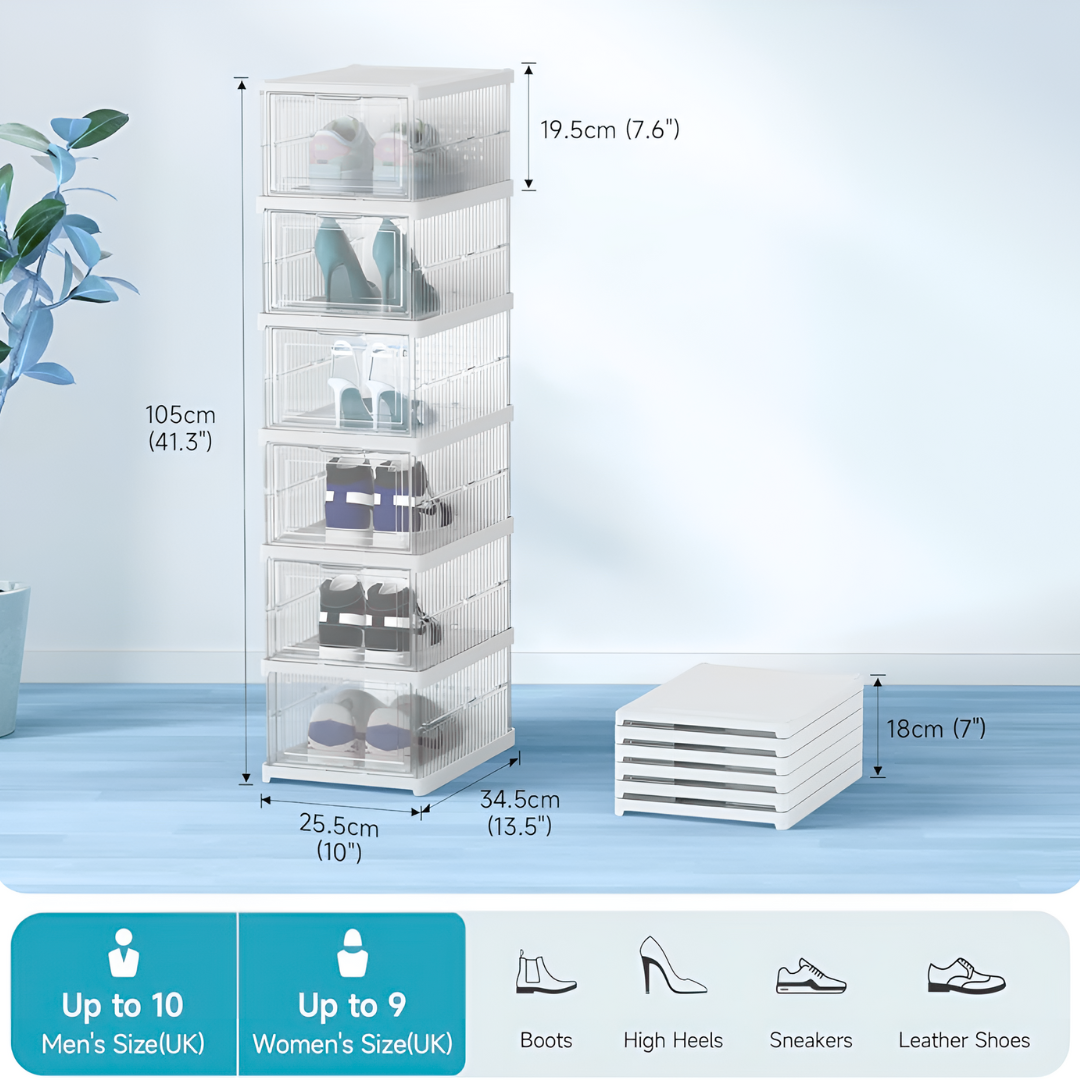 ClearStep® – Zapatera Plegable Premium de 6 Niveles